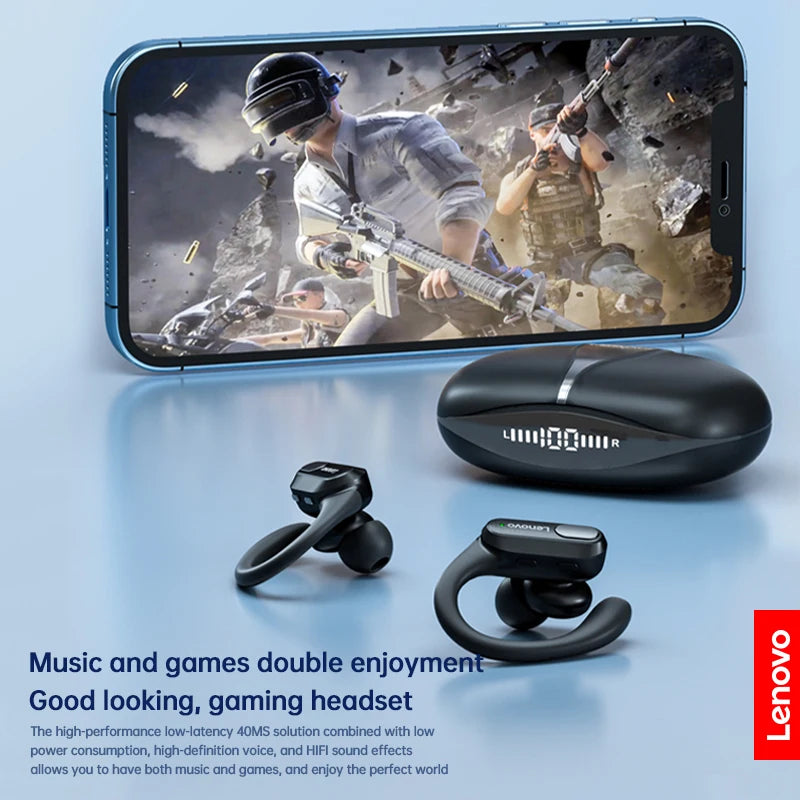 Lenovo XT80 Wireless Sports Bluetooth 5.3 Earbuds with Ear Hooks, LED Indicator & Microphone