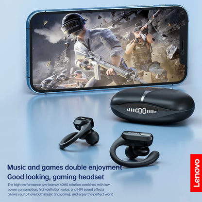 Lenovo XT80 Wireless Sports Bluetooth 5.3 Earbuds with Ear Hooks, LED Indicator & Microphone