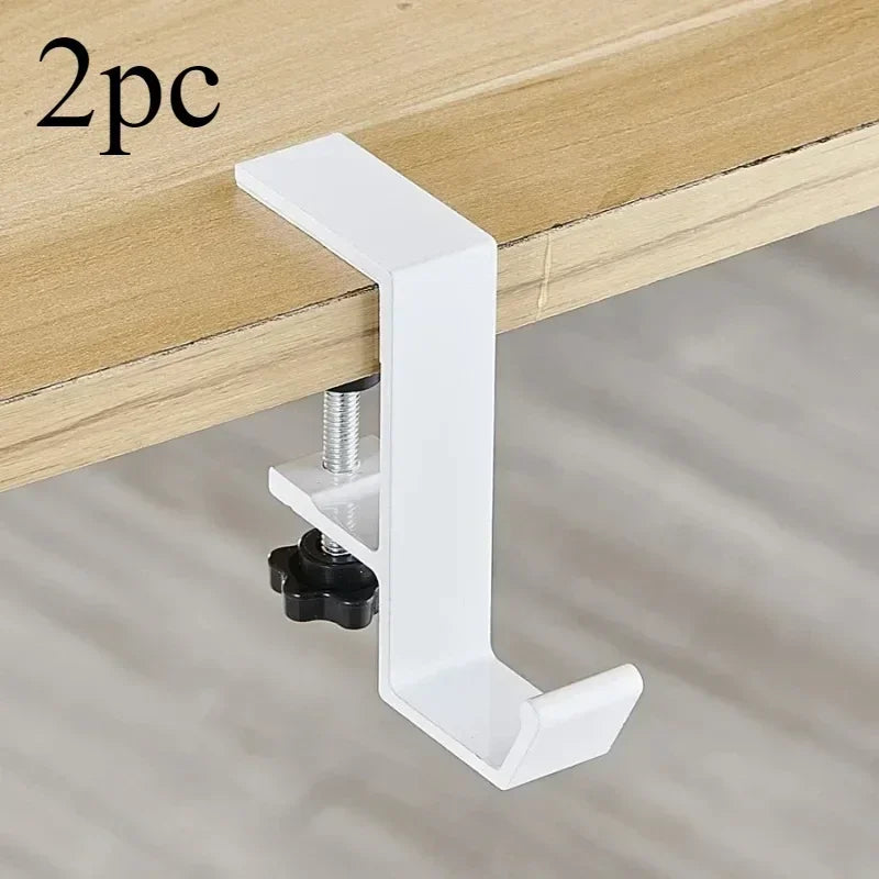 Adjustable Desk Edge Hook for Headset & Backpack – Metal No-Drill Desk Hook