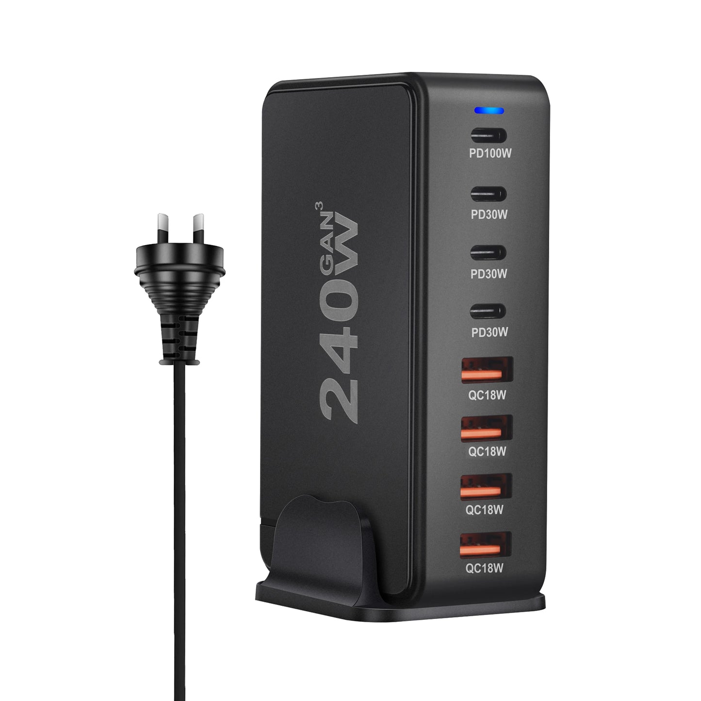 ⚡🔌 240W GaN Desktop Charger – 8x USB-C Θύρες με PD 3.0 Fast Charging ⚡