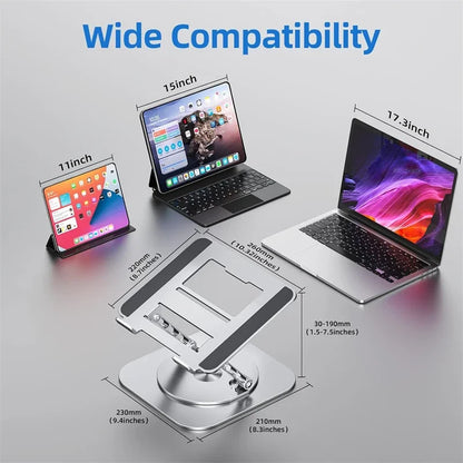 💻🔄 360° Rotating Laptop Stand – Αλουμινένια Ρυθμιζόμενη Βάση MacBook & Notebook 🎯