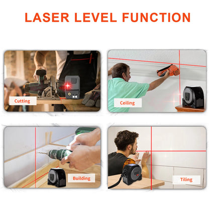 📐🔦 3-in-1 Laser Distance Meter & Measuring Tape 5m – Digital Distance Measurer with Laser Cross and Magnet 🔦📐