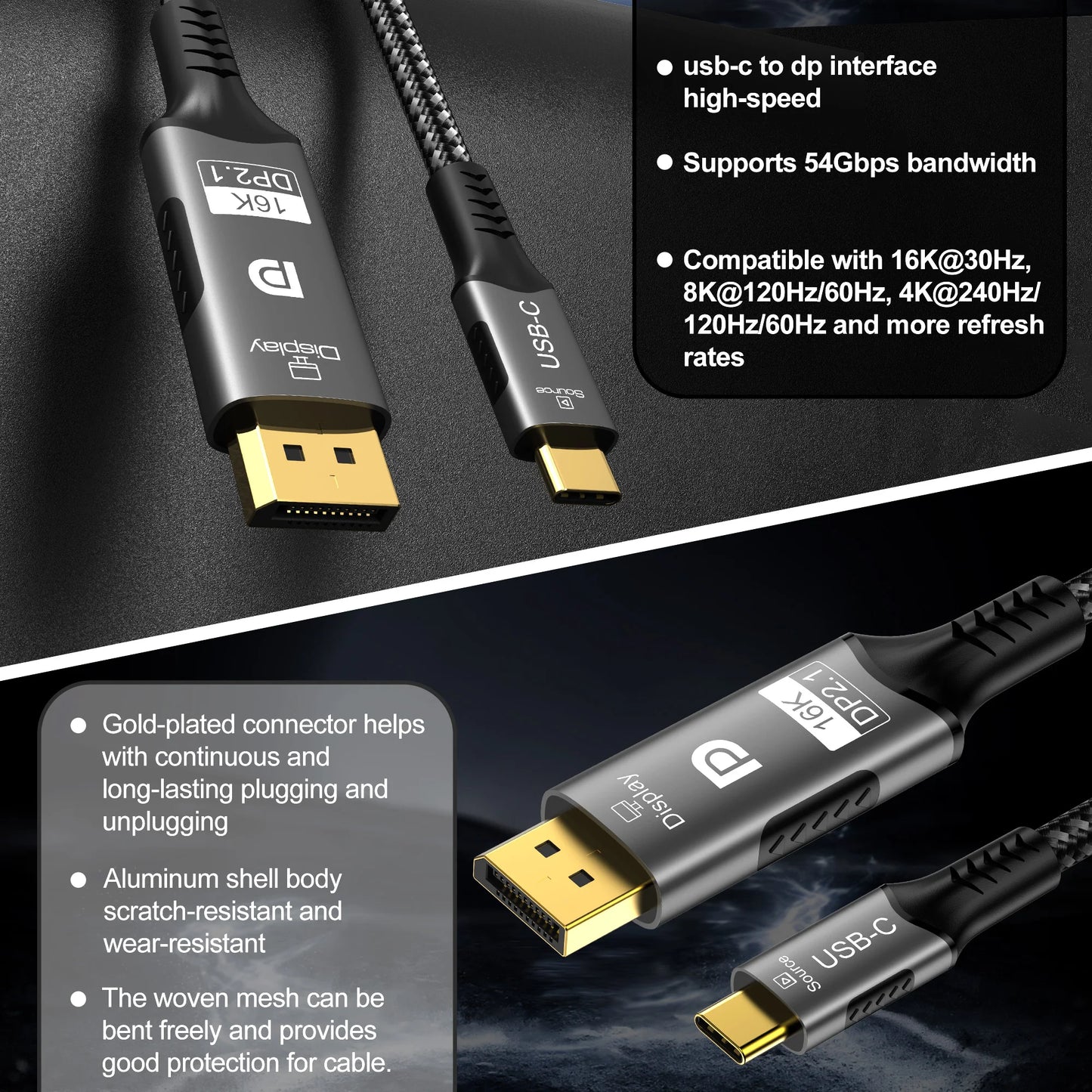 Καλώδιο USB-C σε DisplayPort 2.1 – 16K / 8K Ultra Performance