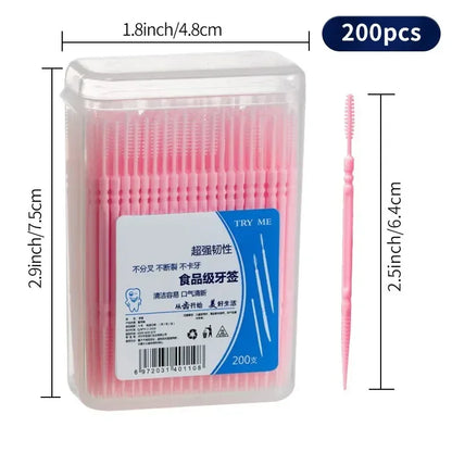 🦷✨ Portable Ultra Fine Toothpick – Διπλής Κεφαλής Οδοντογλυφίδες σε Οικογενειακή Συσκευασία (200τμχ) 🎯