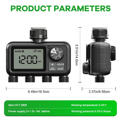 🌱💧 Eshico HCT-M09 Smart 4-Outlet Water Timer 🚿 (Αυτόματο Σύστημα Ποτίσματος Κήπου)