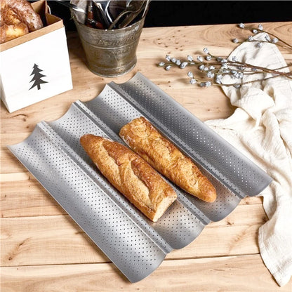 🥖 Αντικολλητική Φόρμα Baguette – 2/3/4 Θέσεων | Δίσκος Ανοξείδωτου Χάλυβα για Γαλλικό Ψωμί & Λοιπά Αρτοσκευάσματα