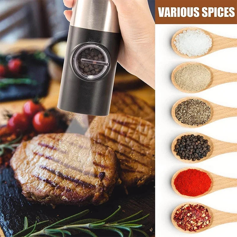 🧂✨ Ηλεκτρικός Αυτόματος Μύλος Αλατιού & Πιπεριού με LED – Σετ Μπαταρίας & Ρυθμιζόμενη Άλεση ✨🧂