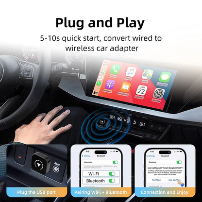 🚗 2-in-1 AI Box Mini Adapter – Από Wired σε Wireless CarPlay & Android Auto