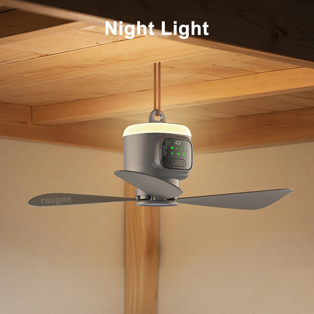 🏕️🌬️ 12000mAh Portable Ceiling Camping Fan με LED & Remote Control