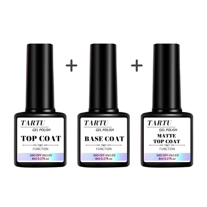 💅✨ Functional Gel Nail Art Set 8ml – Base Coat, Diamond Top & Matte Top 🌟