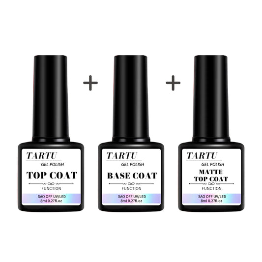 💅✨ Functional Gel Nail Art Set 8ml – Base Coat, Diamond Top & Matte Top 🌟