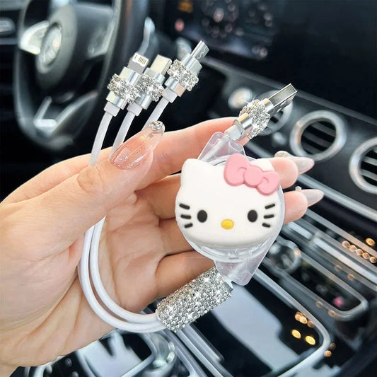 🌸 Sanrio Hello Kitty 3 σε 1 Καλώδιο Φόρτισης – Για iPhone, Android, Type-C & Micro USB