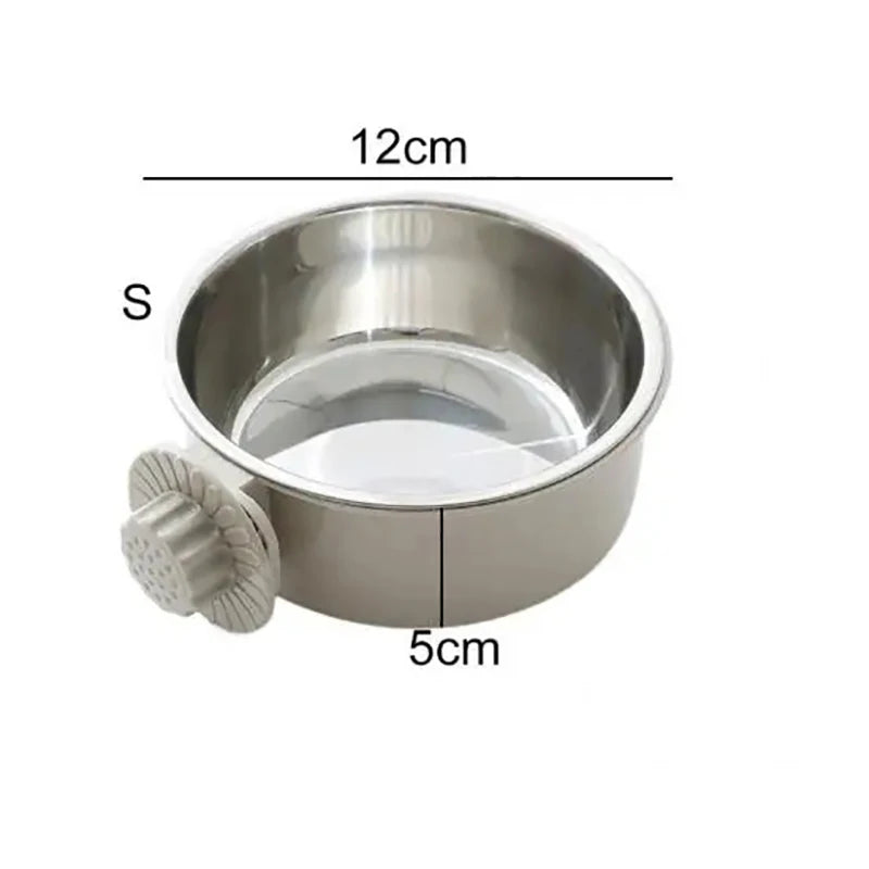 Hanging Pet Bowl 🐾 | 2-in-1 Detachable Design 🥣 | Stainless Steel 🔩 | Fixed Crate Feeder for Cats & Dogs 🐶🐱