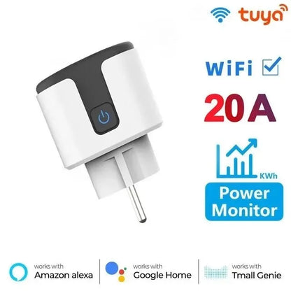 🔌📱 Tuya WiFi Smart Plug EU 16A/20A – Έξυπνη Πρίζα με Power Monitoring, Timer & Voice Control ⚡ Συμβατή με Alexa & Google Home