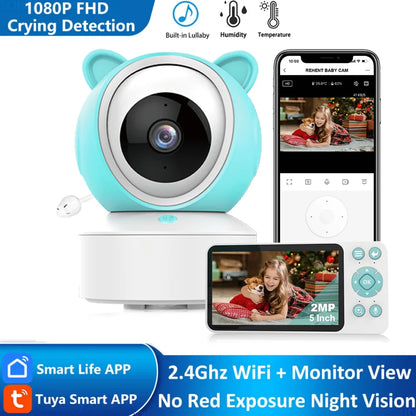 👶📷 5" Tuya Smart WiFi Baby Monitor – Κάμερα Παρακολούθησης Μωρού με 1080P Ανάλυση, Νυχτερινή Όραση, Ανίχνευση Κίνησης & Ειδοποιήσεις Cry Detection 🌙