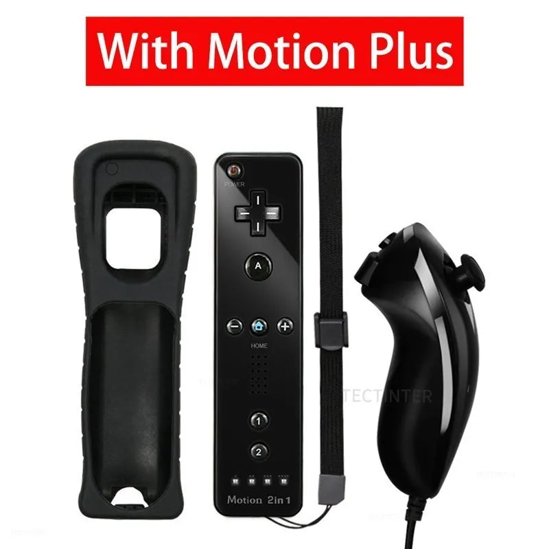 🎮 Wireless Remote Controller + Nunchuck for Nintendo Wii / Wii U | Built-in Motion Plus & Bluetooth | Vibration & Speaker | 3rd Party Controller