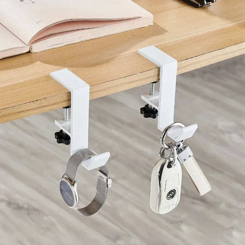 Adjustable Desk Edge Hook for Headset & Backpack – Metal No-Drill Desk Hook