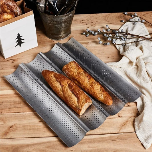 🥖 Αντικολλητική Διάτρητη Φόρμα Ψωμιού & Μπαγκέτας – Carbon Steel | 2/3/4 Θέσεων για Γαλλικό Ψωμί & Τοστ