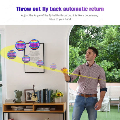 🌌✨ Flying Ball Boomerang Fly Orb Magic – LED Drone Hover Spinner 🎁