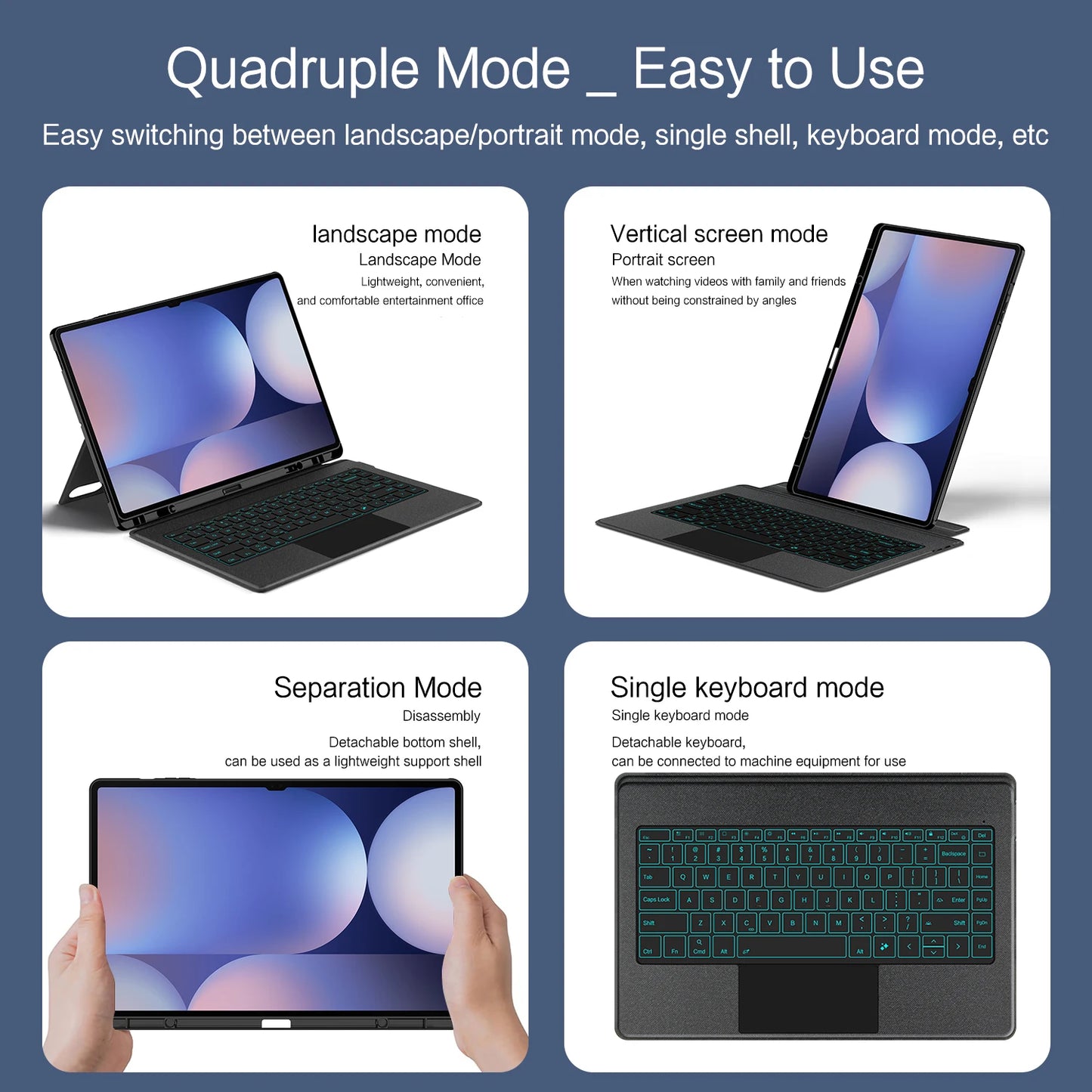 💼⌨️ HUWEI Magic Keyboard Case για Samsung Galaxy Tab S10/S9 Ultra 14.6” 🔥 Με Backlight, TouchPad & Πολλαπλές Γλώσσες (Πορτογαλικά, Ισπανικά, Γερμανικά, Κορεατικά, Εβραϊκά)
