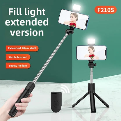 🤳📸 Wireless Bluetooth Selfie Stick Tripod με Ασύρματο Remote & LED Fill Light 💡✨ – Για iOS & Android Smartphones