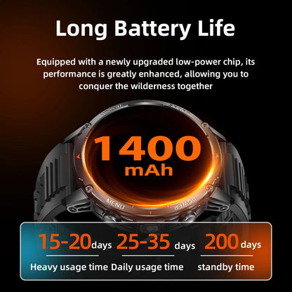 Military Smartwatch με 1400mAh Μπαταρία & Bluetooth Calling