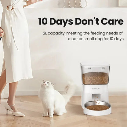 🐱 ROJECO 2L Smart Automatic Cat Feeder | Αυτόματος WiFi Διανομέας Τροφής για Γάτες & Μικρούς Σκύλους | Με Χρονοδιακόπτη & Έλεγχο μέσω Εφαρμογής
