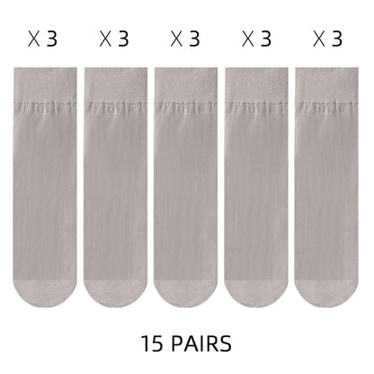 🧦✨ Σετ Διάφανα Κρυστάλλινα Καλτσάκια – Ultra Thin & Anti-Hook ✨🧦 5–20 Ζευγάρια Καλοκαιρινές Γυναικείες Κάλτσες | Crystal Silk Nylon Ankle Socks