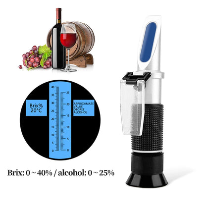 🍇🍷 Handheld Refractometer Tester 🚀 (Αλκοόλ 0-25% / Brix 0-40%)