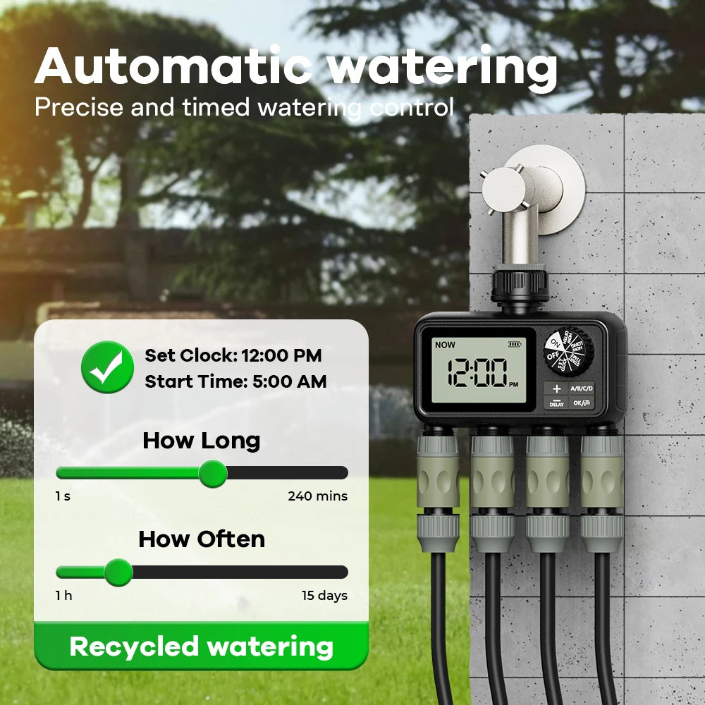 🌱💧 Eshico HCT-M09 Smart 4-Outlet Water Timer 🚿 (Αυτόματο Σύστημα Ποτίσματος Κήπου)