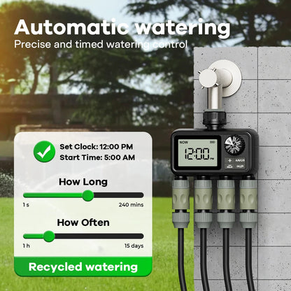 🌱💧 Eshico HCT-M09 Smart 4-Outlet Water Timer 🚿 (Αυτόματο Σύστημα Ποτίσματος Κήπου)