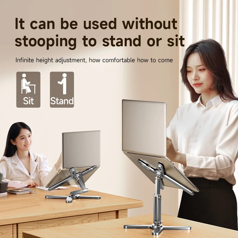 💻🔄 Foldable 360° Rotating Laptop Stand – Αλουμινένια Αναδιπλούμενη Βάση με Ψύξη 🎯