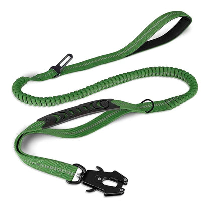 🚘🐕 Reflective Shock-Absorbing Dog Leash with Car Seatbelt – Tactical & Ανθεκτικό Bungee Λουρί 💥🦴 Αντοχή, έλεγχος & ασφάλεια – στη βόλτα και στο αυτοκίνητο!