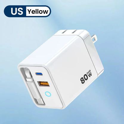 ⚡🔌 80W Super Fast Charge – Τηλεσκοπικός USB-C Φορτιστής με LED Light