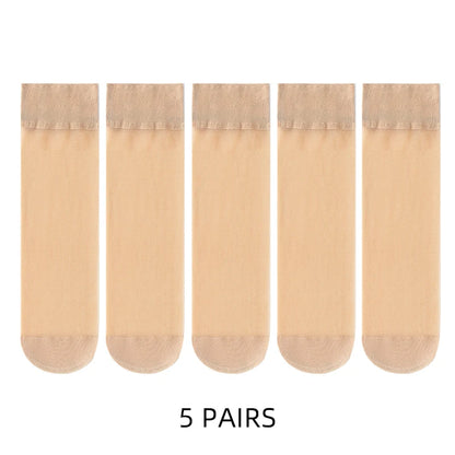 🧦✨ Σετ Διάφανα Κρυστάλλινα Καλτσάκια – Ultra Thin & Anti-Hook ✨🧦 5–20 Ζευγάρια Καλοκαιρινές Γυναικείες Κάλτσες | Crystal Silk Nylon Ankle Socks