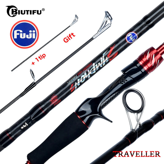 🎣 BIUTIFU Traveller Spinning & Casting Rod – Ανθεκτικό Καλάμι Ψαρέματος Carbon με FUJI Guides 🌊