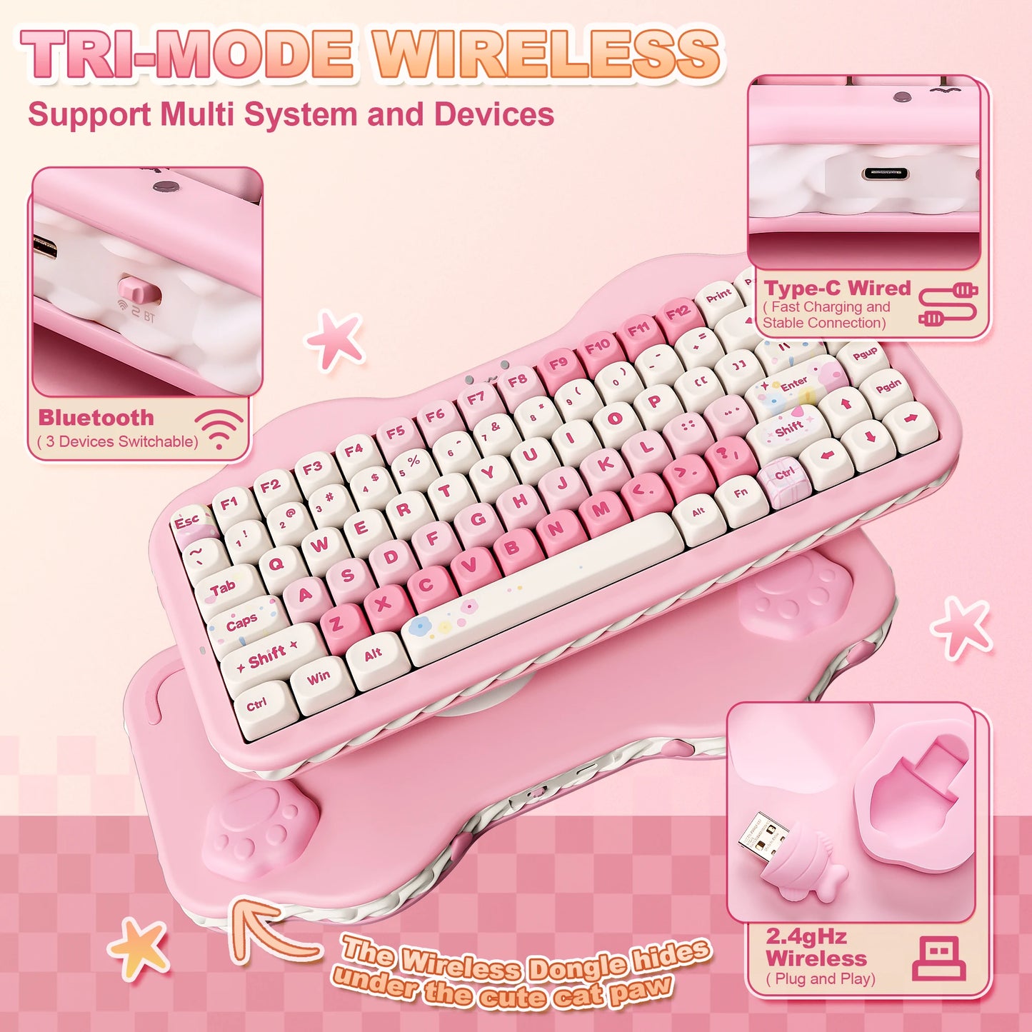 YUNZII C75 Pink Wireless Mechanical Keyboard Το απόλυτο 75% custom keyboard με creamy αίσθηση πληκτρολόγησης