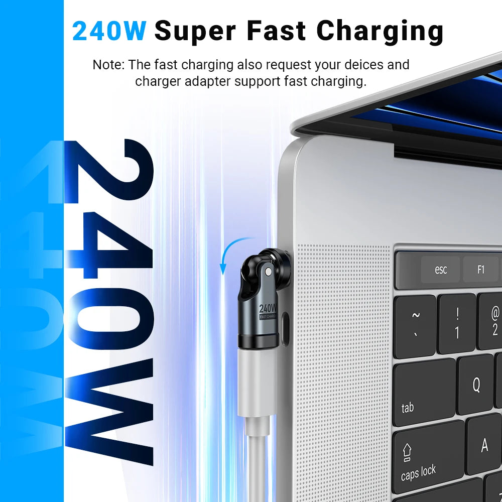 🔌 AUFU PD 240W USB-C to Type-C OTG Adapter – 540° Περιστροφή & Fast Charge