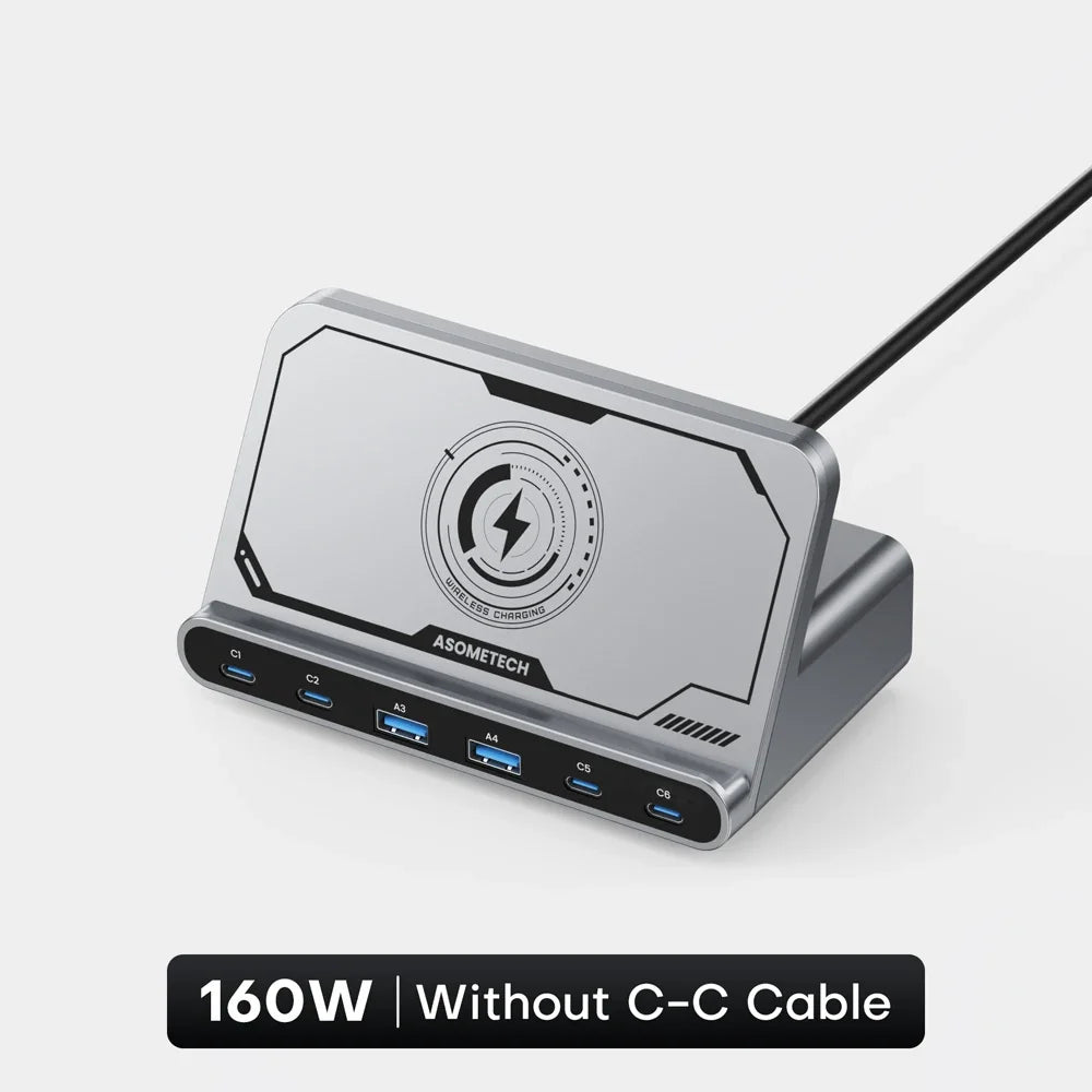160W USB Charging Station – Ασύρματη Φόρτιση & GaN PD/PPS Fast Charger