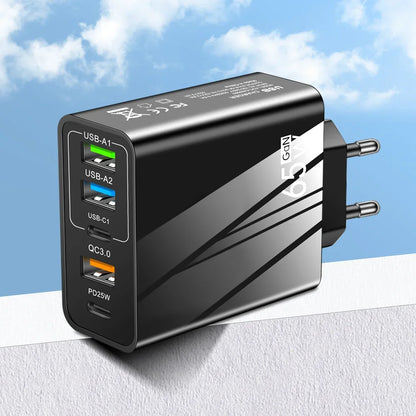 ⚡🔋 65W GaN Multi-Port Charger 🚀📱 (3 USB + 2 PD – 5 Θύρες)