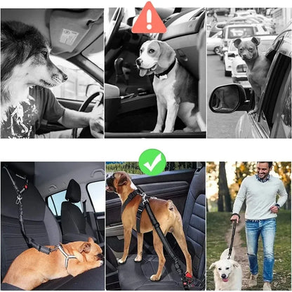 🚗🐶 2-in-1 Dog Car Seatbelt – Ρυθμιζόμενη Ζώνη Ασφαλείας με Κλιπ & Δέσιμο στο Προσκέφαλο ✨🛡️ Οδήγηση με ασφάλεια και ηρεμία – για μικρούς & μεγάλους σκύλους!