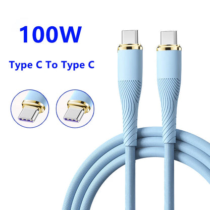 ⚡ PD 100W Type-C to Type-C Καλώδιο Φόρτισης – Liquid Silicone
