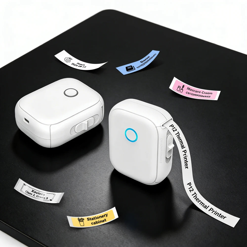 🏷️ P12 Portable Mini Thermal Label Printer – Bluetooth Εκτυπωτής Ετικετών με Marklife App & Επαναφόρτιση Type-C