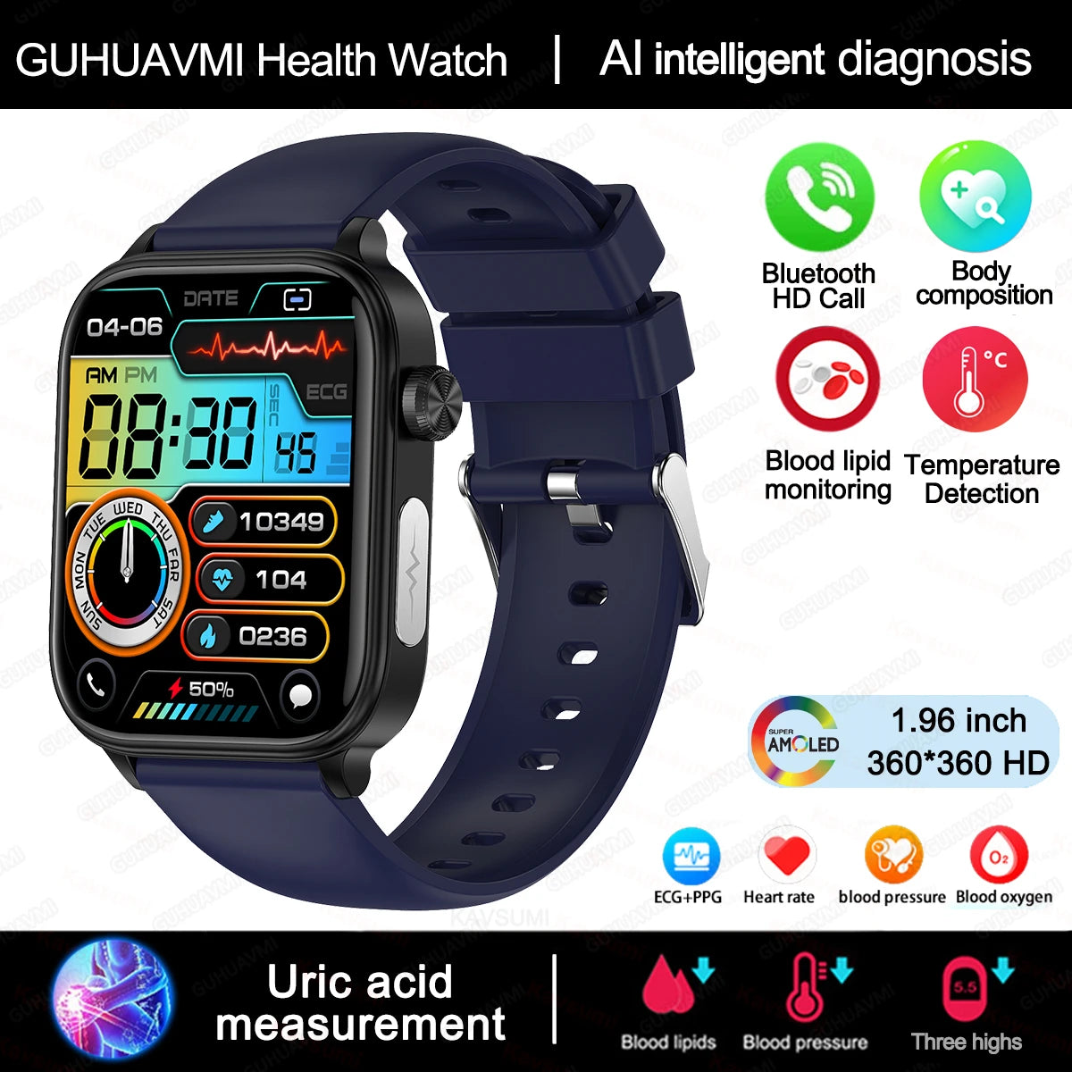 Smart Watch ECG + PPG – Προηγμένο Ρολόι Υγείας & Ευεξίας για Γυναίκες