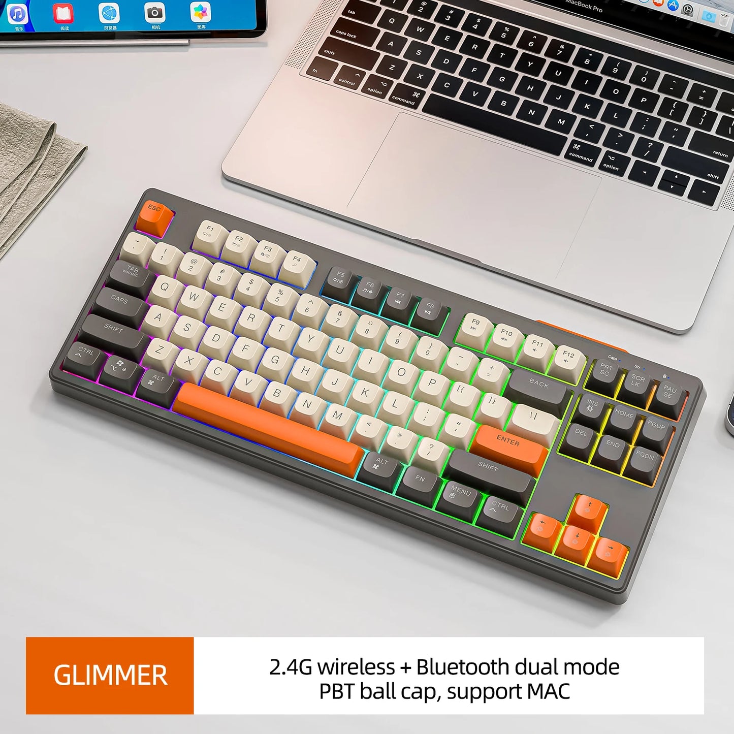 🎮⌨️🖱️ M87 Wireless Keyboard & X7 Mouse – Dual Mode Bluetooth Gaming Σετ με RGB Rainbow Light 🌈🔥