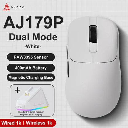 AJAZZ AJ179 PRO Wireless Gaming Mouse – PAW3395, 26.000 DPI, RGB Μαγνητική Βάση Φόρτισης, Ultra-Light 58g 🖱️🔥