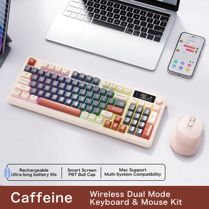 🎮⌨️🖱️ FREEWOLF M96 Wireless Bluetooth Keyboard + X7 Mouse Kit – Gaming Combo με Smart Screen & RGB ✨
