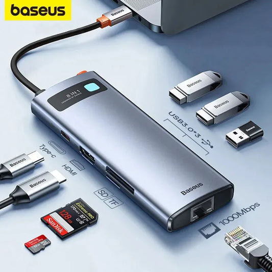 🔌💻 Baseus StarJoy 8-Port USB-C Hub – 4K@60Hz | Ethernet | PD 100W