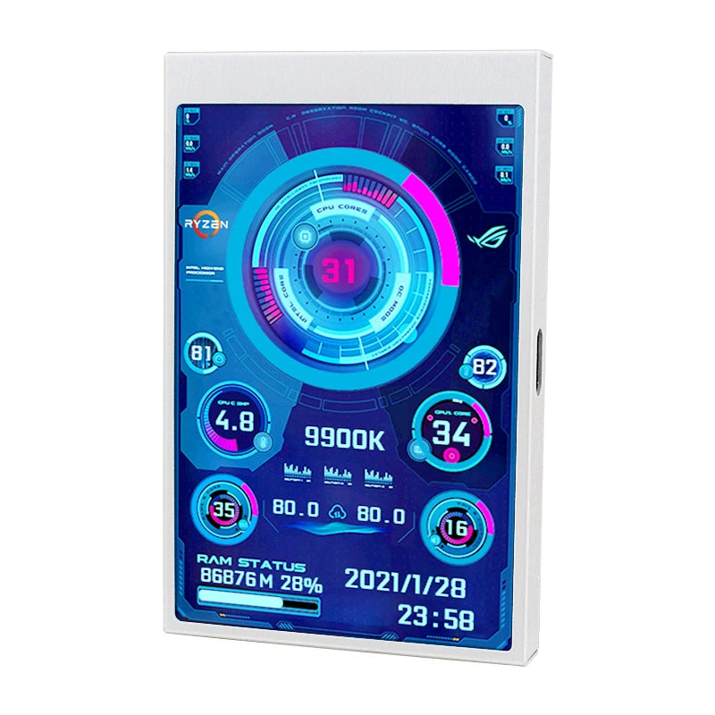 3.5” IPS Secondary Computer Screen USB-C – Real-Time Monitor CPU / GPU / RAM / HDD