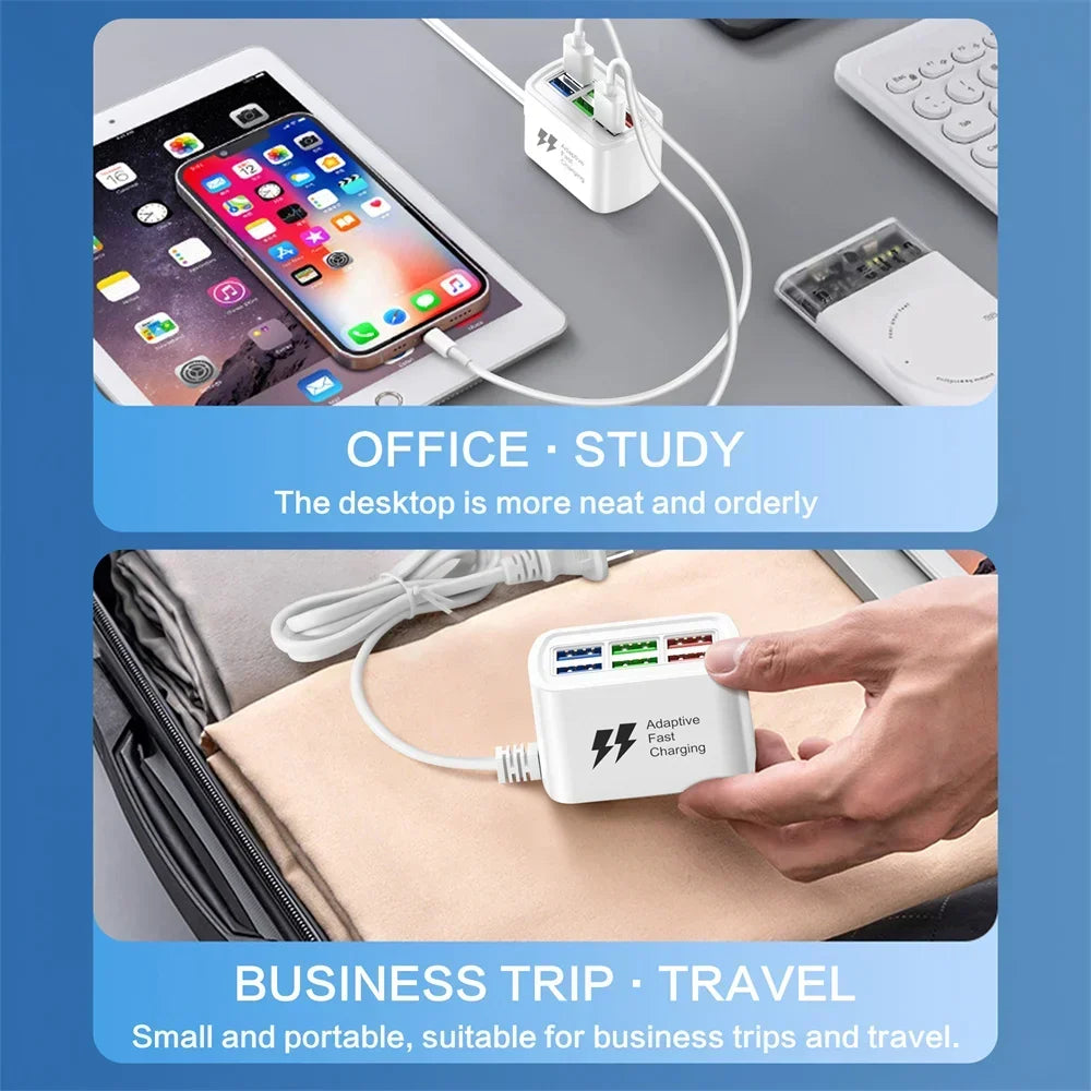 ⚡ Fast USB Charger 6-in-1 – Desktop Power Strip με 5 Θύρες USB + 1 AC